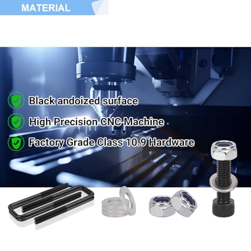 AiYiGu 3 Inches Rear Leveling Lift Blocks Kit Compatible with 1999-2019 Chevy Silverado 1500, GMC Sierra 1500, 3\" Rear Black Leveling Kit Block Extended Square U-Bolts
