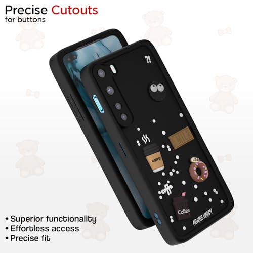 Image of Pikkme Back Cover for OnePlus Nord (2020) | 3D Cartoon Silicone Case Cute & Fun Full Protective Bumper Cover (Black)