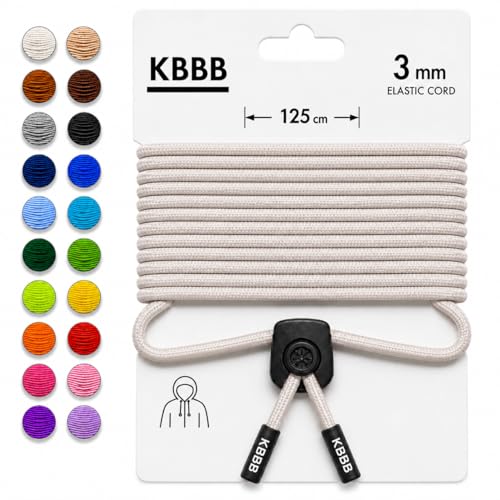 KBBB Kordel für Jogginghose 3 mm 125 cm mit Stopper & Endkappen Elastische Ersatzkordel für Hoodie Sneaker Schuhe & Tascheghose Sneaker Schuhe & Taschen 40 Farben Farbe - Sand
