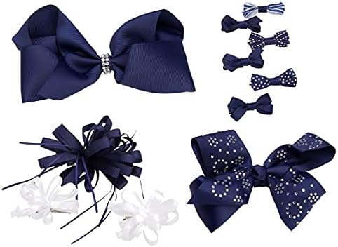 French Toast Girl's School Uniform Bow Hair Accessories, Navy, 4-pack