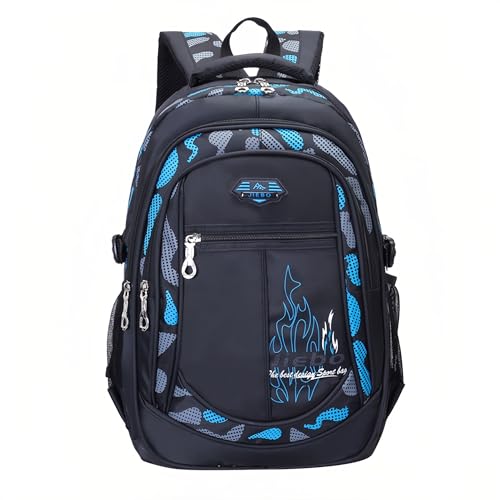 Camo Boys Backpack for Elementary Middle Junior High School Kids, Camouflage School Bags Kids Backpack for Boys Bookbag, A-Camo-blue