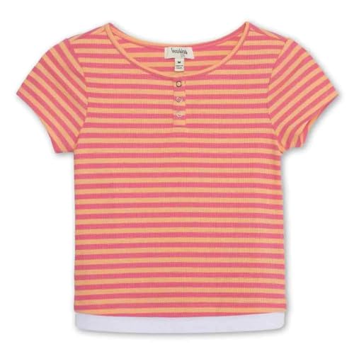 Image of Speechless Girls' Short Sleeve Stripe Button Up Top