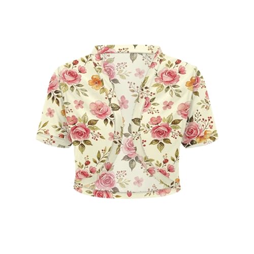 Image of Womens Short Sleeve Cardigans Lightweight Summer Cardigan Trendy Bolero Shrug Cute Floral Cardigan Sheer Bolero