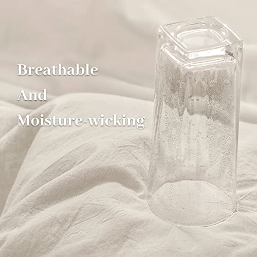 Nexhome Pro Duvet Cover Set Kids Twin Size Linen Feel Textured Cream Grey Organic Natural 100% Washed Cotton Duvet Cover 2 Pieces Bedding Set With Zipper Closure, Breathable, Lightweight(No Comforter) #TOP2