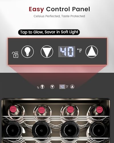Wine Cooler Refrigerator - 45 Bottle Mini Wine Fridge with Glass Door for Beer Soda Water Drink, Small Wine Cellar Beverage Refrigerator for Bedroom Office Home Bar Dorm, 4.5 Cu.Ft (Black)