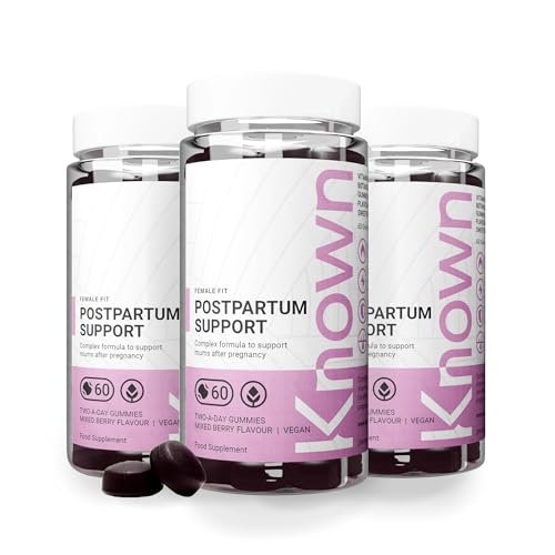 Known Postpartum Support Gummies - Multivitamin - Post Pregnancy Recovery & Energy - Natural Mixed Berry Flavour - 60 Vegan Gummies, 3 Months Supply