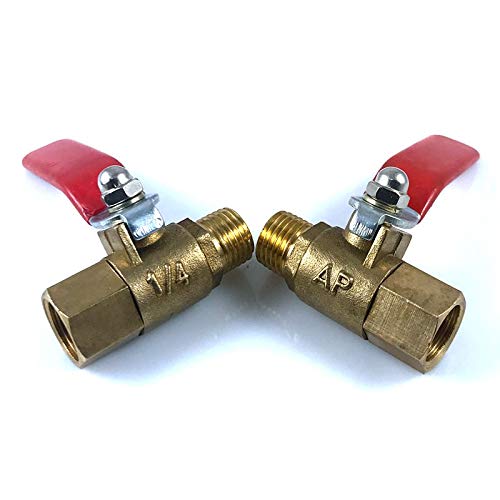 HMTE Accesorios de tubería, válvula de Bola de 1/4 Pulgadas, Material de latón, Macho a Hembra, Adaptador de acoplador de Grifo de Agua y Aire, Conector de Rosca con Mango