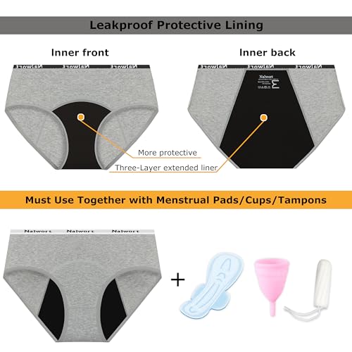 Image of Nalwort Womens Period Underwear Menstrual Period Panties Slim Postpartum Cotton Panties 5 Pack