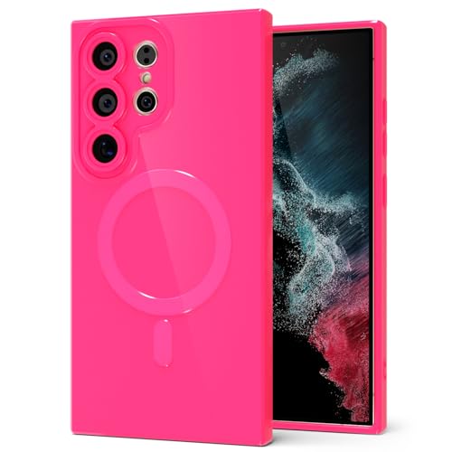 Coque Samsung S22 Ultra silicone aimantée solide rose brillant
