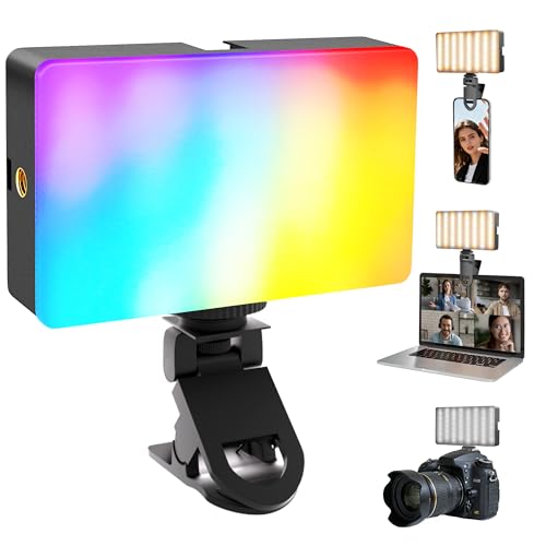 NiceVeedi RGB Selfie Light, 138 LED Beads Phone Light, 360° Full Color Camera Light with Clip and Cold Shoe, CRI95+/180 Minutes Rechargeable Video Light for Video Recording/iPhone/TikTok/Makeup/Zoom