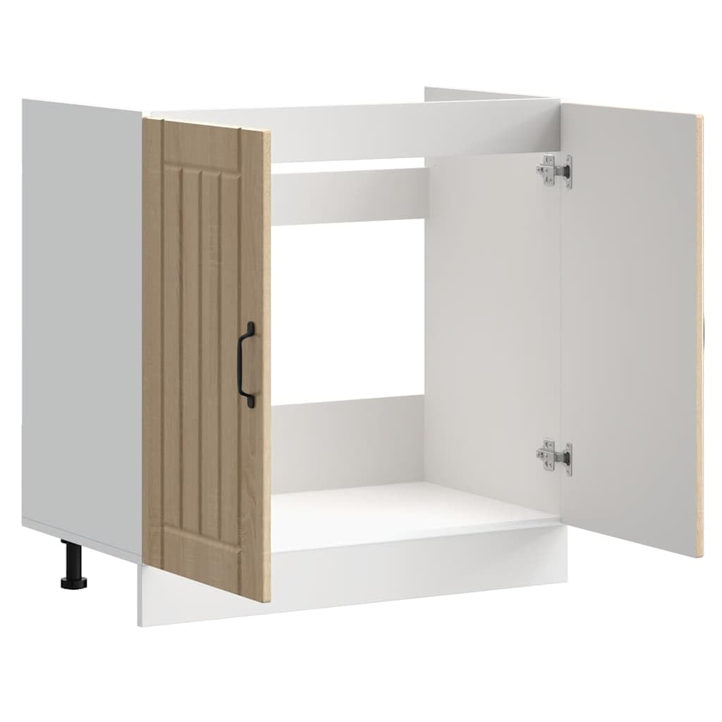 Lucca szafka pod zlewozmywak dąb Sonoma z regulowanymi nóżkami, 80 x 46 x 81,5 cm, miejsce do przechowywania naczyń, garnków, talerzy, szafki kuchenne z drzwiami, do kuchni i jadalni