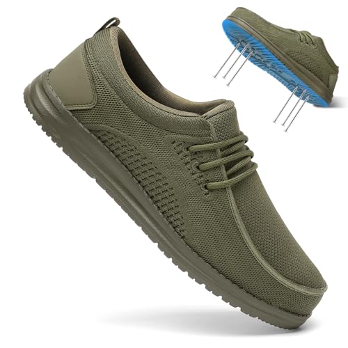 Image of VikoViren Slip On Steel Toe Shoes Men Loafers Safety Work Sneakers | Non Slip, Puncture Proof, Lightweight, Comfortable, Breathable, Indestructible Loafers Construction Shoes, Tennis, Casual