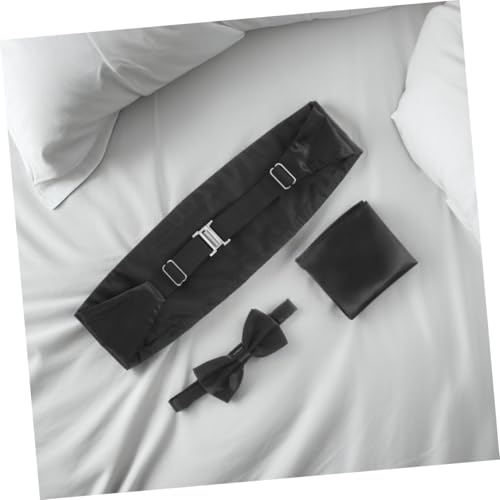 Set formal para hombre con fajín, corbatas y pañuelos negros miniatura 5