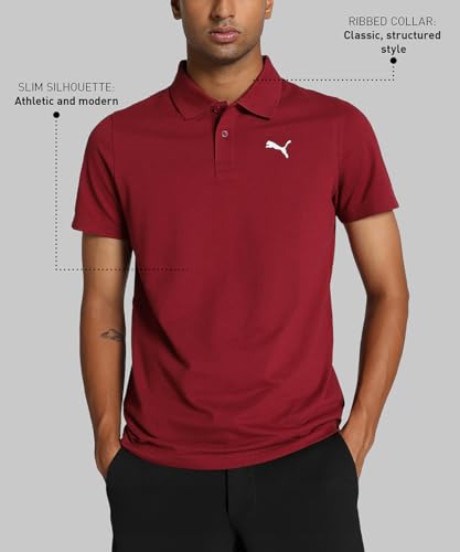 Image of PUMA Cotton Men's Solid Slim Fit T-Shirt (687093 Team Regal Red, Small