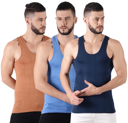Image of Dollar Lehar Men Combed Cotton Round Neck Vest -Colour May Vary