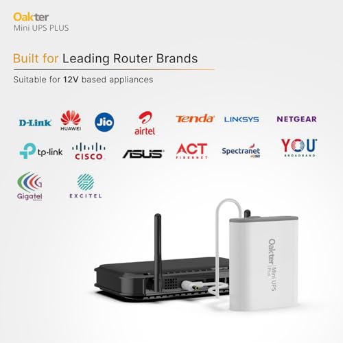 Image of Oakter Mini UPS Plus WiFi Router Broadband Modem | Backup Up to 6 Hours | WiFi UPS Power Backup During Power Cuts | UPS Broadband Modem | Current Surge & Deep Discharge Protection
