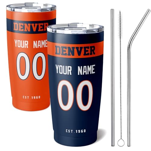 Image of ANTKING Denver Tumbler 20 oz Travel Coffee Cup Custom Name Number for Men Women Boy Gifts