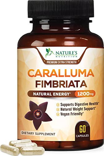 Caralluma Fimbriata Extract for Weight Loss Highly Concentrated 1200mg - Natural Endurance Support, Best Vegan Supplement for Men & Women, Non-GMO - 60 Capsules
