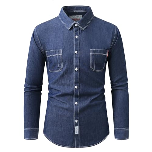 Chemise de costume d'affaires en jean élégante à manches longues