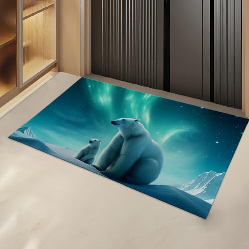 Turamurra Polar Bear and Aurora Indoor Door Mat...