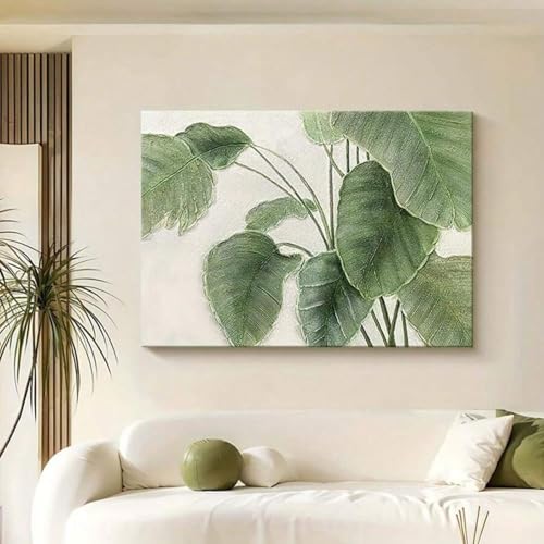 Feuille de lotus verte affiche sur toile de decoration 30x45cm