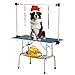 SUNCOO 48 Inch Portable Pet Dog Grooming Table for Large Dogs Professional Foldable Drying Trimming Table, Heavy Duty Stainless Steel Frame, Adjustable Arm/Noose/Mesh Tray, 330lbs Capacity