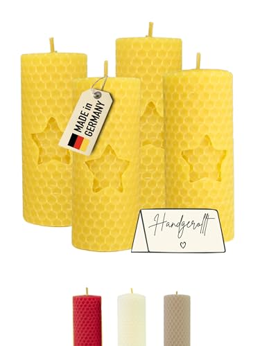 Wachsmann Advent Candle Pack of 4, 100% Beeswax, Hand-Rolled, Crafted in Germany, Wax Lights with 6h Burn time, Honey Aroma for Christmas (4x10 cm)