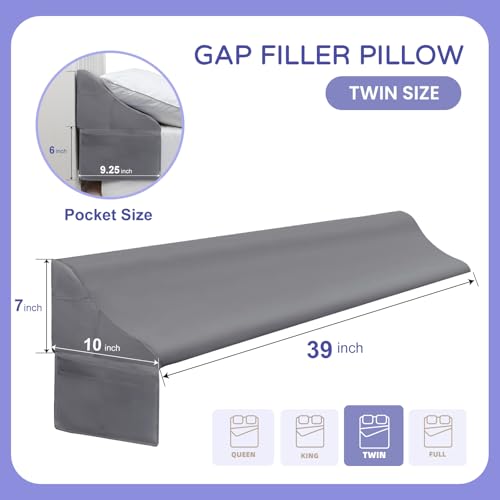 Image of Vekkia Twin Size Bed Wedge Pillow for Headboard /Bed Wedge Gap Filler /Mattress Gap Filler /Wedge Pillow to Close The Gap (0-6 inch) Between Your Headboard and Mattress, (39 inchx10 inchx7 inch)