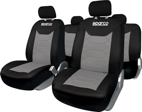 Housses de siège auto Sparco SPC1016 universelles complet nid d'abeille noir gris