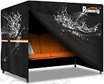 Rimwig Garden Swing Covers Waterproof Heavy Duty 3 Seater Outdoor Swinging Chair Cover Windproof Anti-UV Patio Garden Hammock Cover(215x125x170cm) - Black