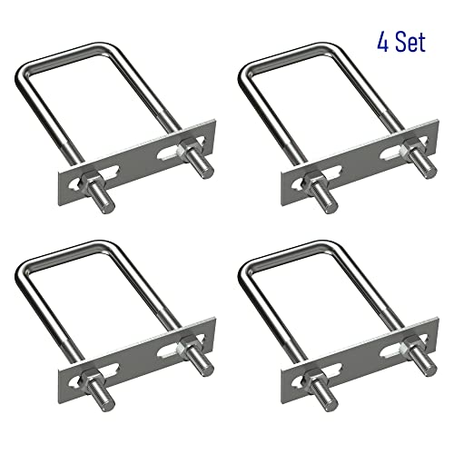 Image of 4 Sets 304 Stainless Steel Square U-Bolts Stainless with M8 Nuts, Frame Plate, Accessories for Automobiles Trailer, Boat Trailer Industrial Parts (50X120mm (W*L))