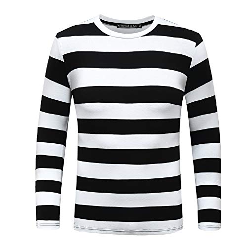 OThread & Co. Men's Long Sleeve Striped T-Shirt Basic Crew Neck Shirts