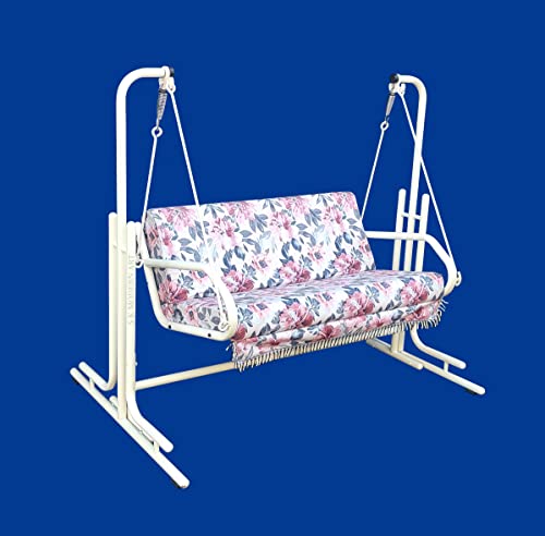 Image of s k modern art Swing with Stand | Jhula for Adults with Cushion for Home /Patio (Two Seater, White)