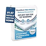 Waterproof Mattress Protector, Queen Size, CleanRest PRO Presto! Zip-Off Top Mattress Encasement for EZ Washing - Bed Bug, Dust Mite & Allergen Proof - 1 Person Install, No Mattress Lifting to Wash