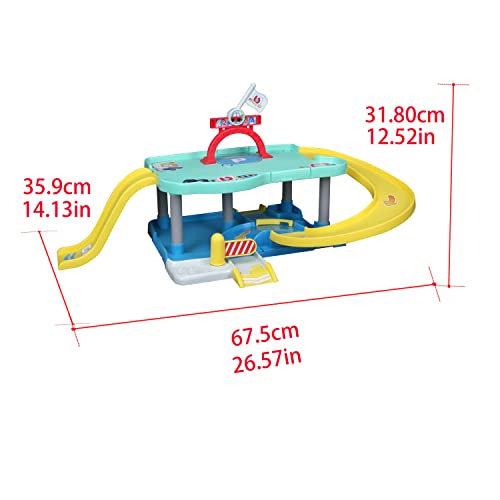 BB Junior May Chong Group Mega-Pack Garage 1er Teppich + 1 Fahrzeug – Kindergarage ab 12 Monaten – 88612, Mehrfarbig