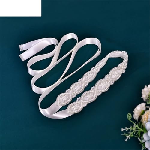 Handmade Belts For Wedding Dress Pearls Decoration Women Bridal Formal Evening Party Gown Ribbon 5