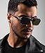 EYLRIM Square Frame Sunglasses for Women Men Fashion Rectangle Sun Glasses UV400 Protection Black Shades(A01 Black/Grey)