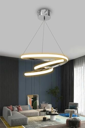 3 Renkli Krom Kaos LED Avize – Modern Sarkıt Lamba, Ayarlanabilir Yükseklik, 30x70 cm, Uzun Ömürlü Enerji Tasarruflu Aydınlatma, Salon, Oturma ve Yatak Odası için Uygun - Görsel 5