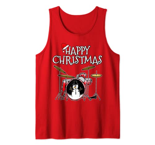 Batería de Navidad Batería Percusionista Músico Navidad 2022 Camiseta sin Mangas