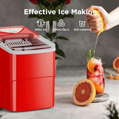 Fabricadora de Hielo de Encimera, Produce 26 lb en 24 Horas, con Función de Autolimpieza, Incluye Cucharón y Canasta para Hielo miniatura 3