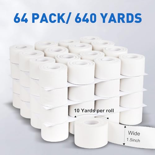 Image of CHMI Athletic Tape,White Sports Tape (64 Pack), 640 Yards Rolls Very Strong Easy Tear NO Sticky Residue Best Tape for Gymnastics Climbing Bat Injuries Medical (1.5 Inch X 640 Yards).