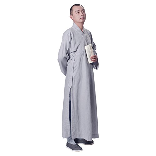 ZooBoo Buddhist Shaolin Temple Monk Robe Cotton Linen Long Robes Gown Kung Fu Uniforms Martial Arts Clothings for Men Women
