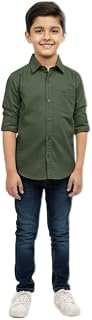 Boys Black Full Sleeve Casual Shirt, Solid Colour, Button-Up with Chest Pocket, Kids Formal Wear Price In India