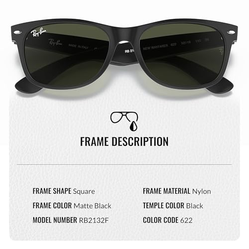 Ray-Ban RB2132F NEW WAYFARER MATTE Square Shaped Sunglasses for Men & Women with Official RAYBAN Eyewear Kit3