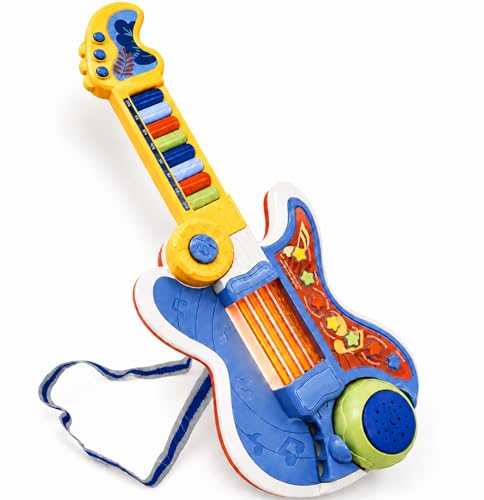 Toddlers Guitar, 4 in 1 Kids Guitar and Piano Guitars for Toddlers 2-4 with Lullaby Projector Toy for Kids Musical Instruments Toys Birthday Gift for a 2 3 4 5 Year Old Boys Girls Gifts