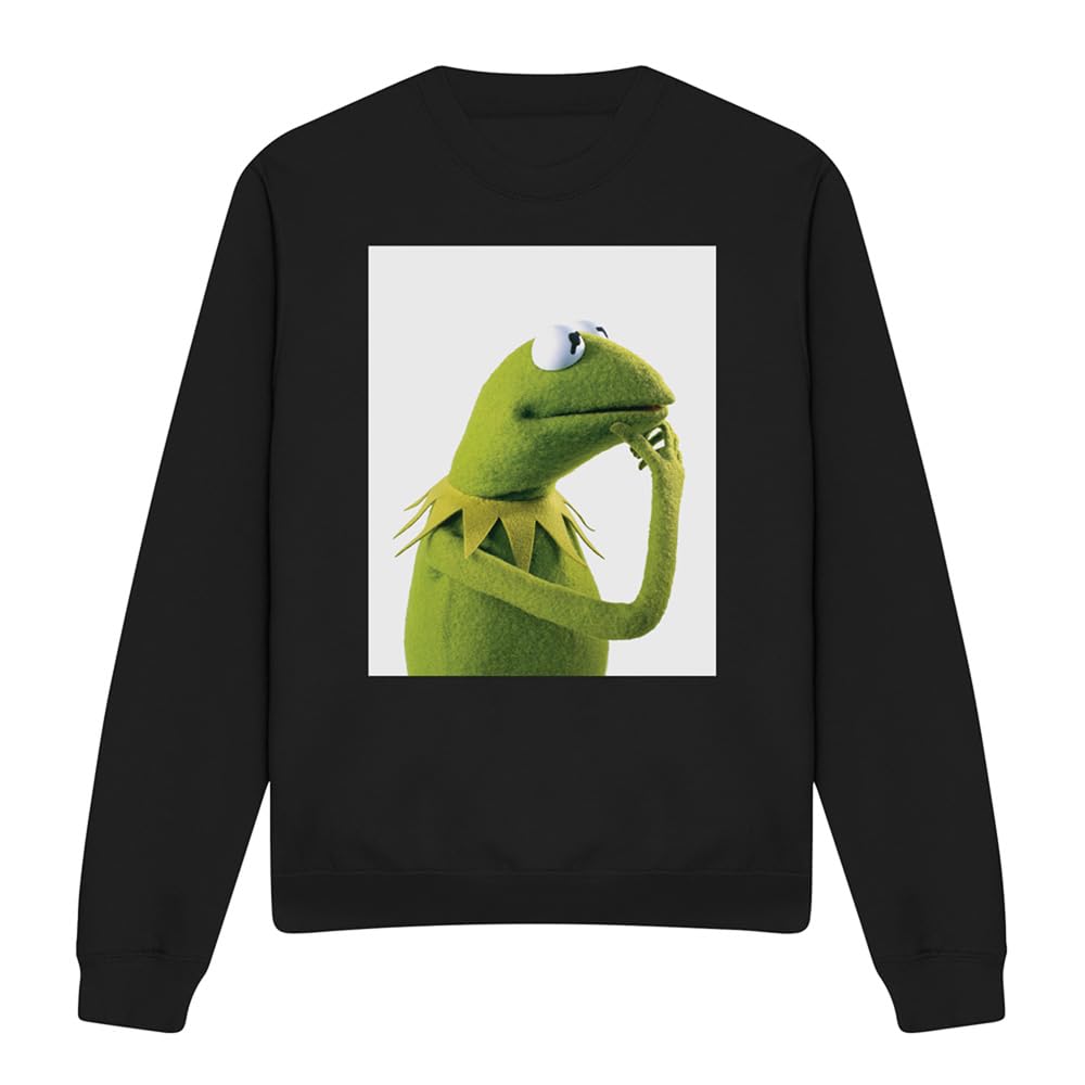 Muppets Disney The Kermit The Frog Ponder Unisex Sweatshirt, Black, Medium