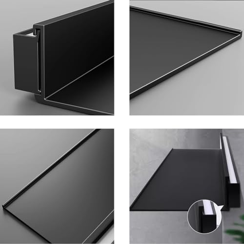 NYTFHMS Floating Shelves Hanging Shelve Storage Organizers Multi-Layer,Versatile Floating Wall Shelves with Led Lights - Black, Metal Wall Mounted Light-Emitting Bookshelf, Wall,Black-1PCS-70x20cm - Image 4