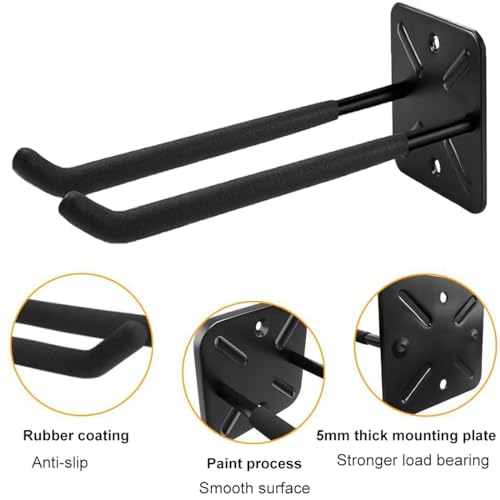 LCOUACEO Wandhaken Garage, Schwerlast Garage Haken, 4 Stück Doppelhaken Storage Hooks zur Organisation für Leiter, Stuhl, Schlauch, Fahrrädern, Elektrowerkzeugen, Tragkraft 80 kg