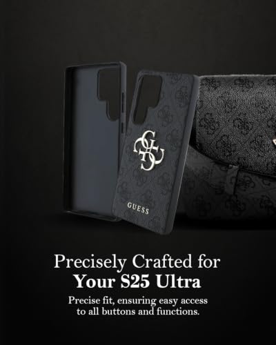 Image of CG MOBILE Guess [Official Licensed] 4G PU Case with Big 4G Logo & Classic Logo Protective Case /Cover Designed for Galaxy S25 Ultra - Black