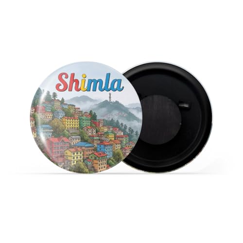 Image of dhcrafts Fridge Magnet Multicolor Himachal Pradesh Shimla D1 Glossy Finish Design Pack of 1 (58mm)